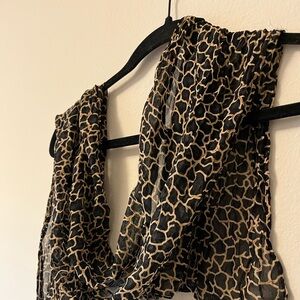 Leopard Print Rayon Sheer Scarf